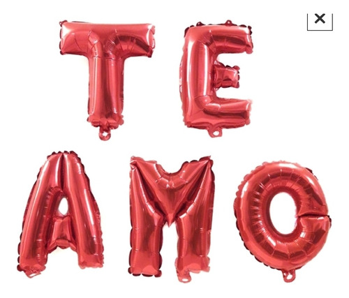 Globo Metalizado Con Frase Te Amo Color Rojo 5 Pcs