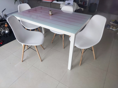 Mesa De Comedor Con Sillas Madera Blanco