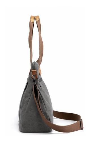 Bolsa Tiracolo Feminina Lona De Algodão E Couro