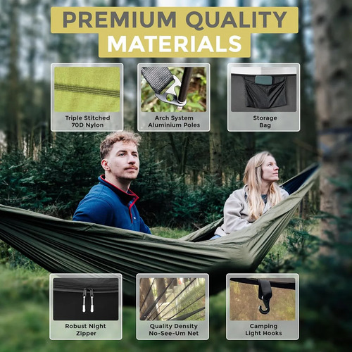 X2 Hamaca Nailon Con Mosquitero, Ideal Para Camping Y Jardín Variedad Hamaca
