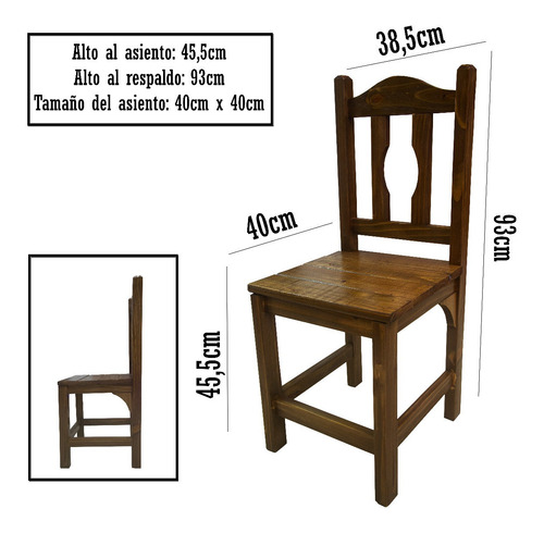 Juego De Comedor Madera Maciza Mesa Y 6 Sillas Lustradas