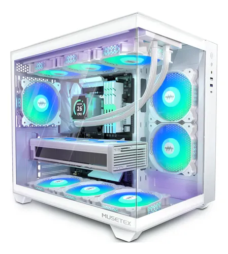 Musetex Funda Para Pc Atx, 6 Ventiladores Pwm Argb Preinsta.