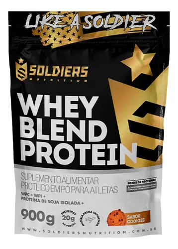 Whey Blend Protein Concentrado e Isolado 900g Sabor Cookies Soldi...