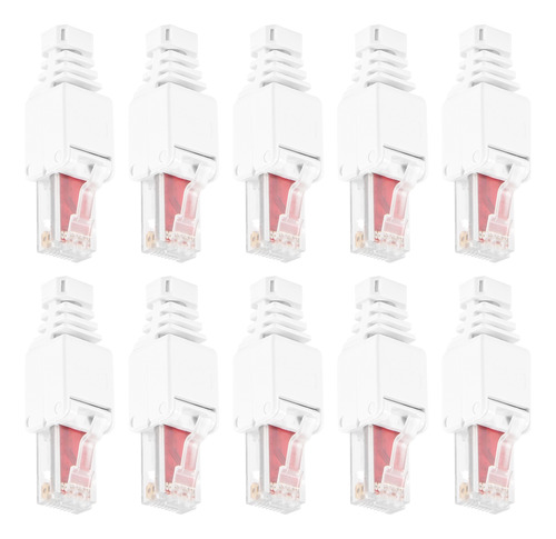 10 Conectores De Red Rj45 Cat6 Lan Utp Cable Pl Sin Herramie