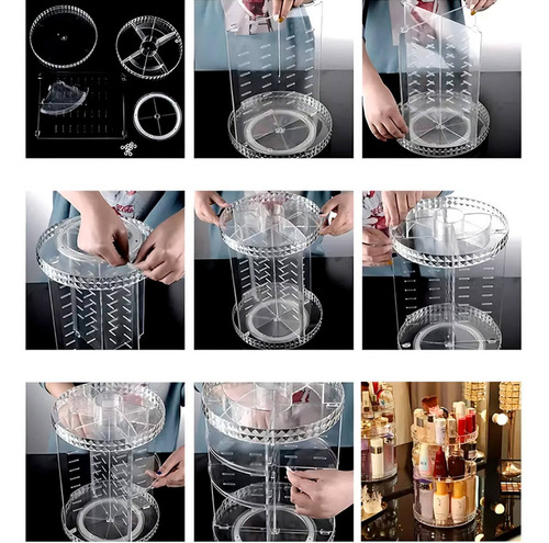 Organizador De Maquiagem Giratório Em Acrílico Transparente B-Max BM-F1125