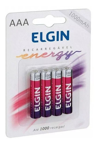 Pilha Recarregável Elgin Aaa 1000mah 4 Pilhas Melhor Preço