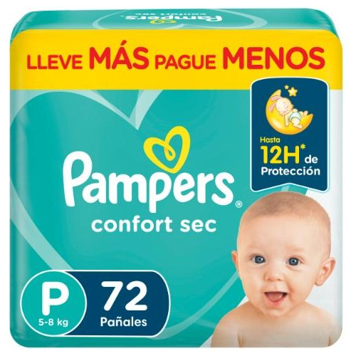 Pañales Pampers Confort Sec Talle P X72