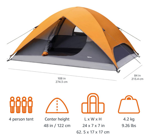 Tienda De Campingas Básicas Para Acampar, 4 Personas,