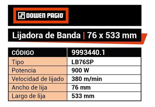 Imagen 5 de 9 de Lijadora De Banda 76 X 533 Mm 900 W Dowen Pagio 9993440.1