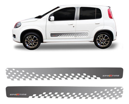 Faixa Lateral Fiat Uno Sporting 2013/ Adesivo Grafite