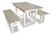 Comprar Mesa De Pino Plegable Quincho 1.2 Mts + 2 Bancos 1.2 Mts