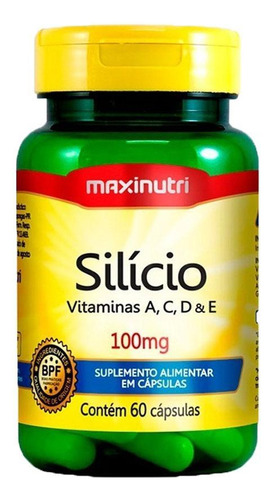 Silício Orgânico 100mg Com Vitaminas 60 Cápsulas Maxinutri
