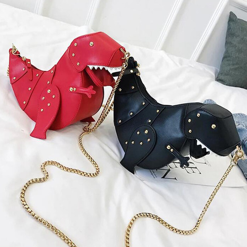 Mujeres Lindo Dinosaurio 3d Bandolera Remache Chic Cadena