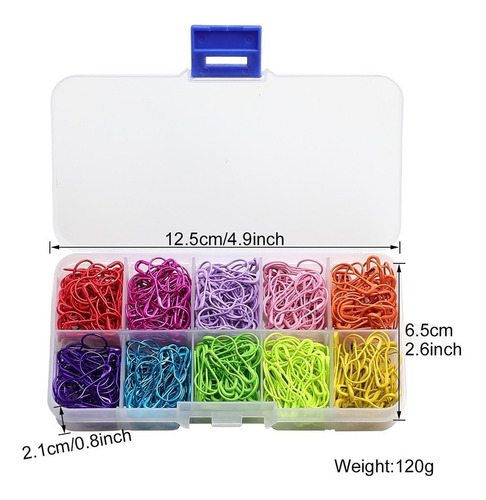 Imagen 6 de 7 de Set De 500 Alfileres De Gancho Metalicos De Colores Con Caja