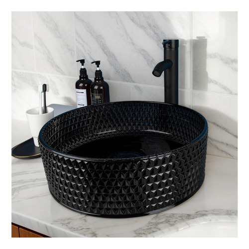 Fregadero De Recipiente De Cristal Negro De Globaosalu Con Y