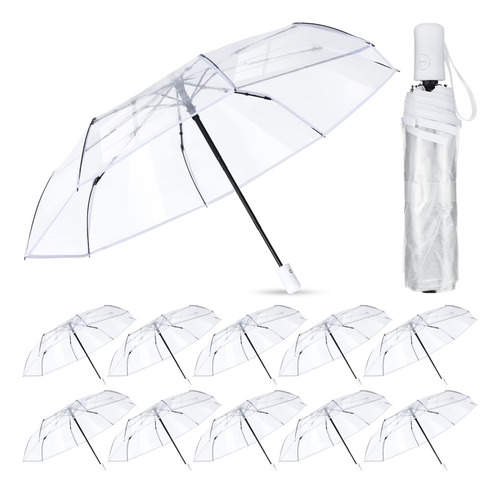 Sanwuta 12 Pack Paraguas Plegable Transparente Paraguas Pleg