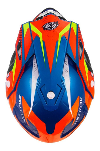 Capacete para moto cross Pro Tork Fast Fantasy azul e laranja tamanho 62