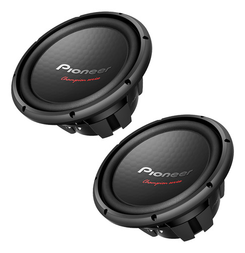 Par De Subwoofers Para Automóvil Pioneer TS-W312D4 Champion Series 12 Pulgadas 1600 Watts Máximo 500 Watts RMS Doble Bobina DVC 4 Ohms Color Negro