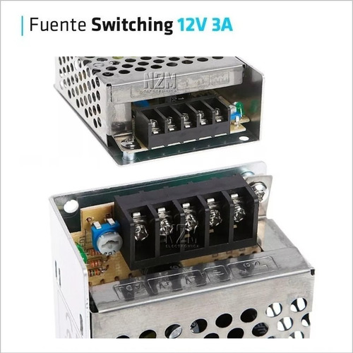 Imagen 3 de 10 de Fuente 12v 3a Metalica Regulada Switching Tira Led Cctv