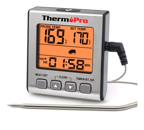 Termómetro Digital Con Sonda Thermopro Tp16s Carnes Timer