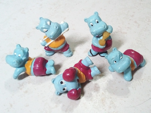 Bonecos Miniatura Hipopótamo Kinder Ovo Lote Coleção Com 5