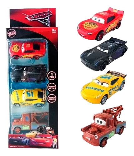 Carros Cars Metalicos Coleccion 4 Rayo Macqueen Mate Juguete