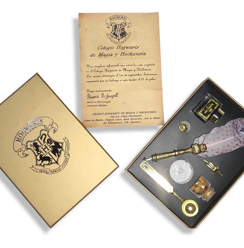 Pluma Caligrafica Harry Potter Hogwarts Caja Regalo Navidad