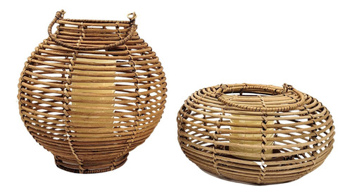 Lanterna Decorativa Marroquina De Rattan Style Kit 2pc