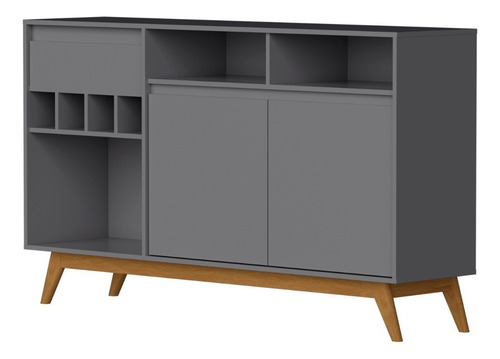 Moveis Bufetera Moderna Con 4 Nichos Para Botellas Color Gris