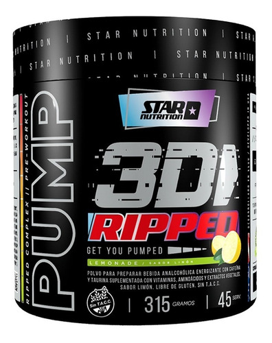 Pump 3d Ripped 315g. Star Nutrition Pre Entrenamiento