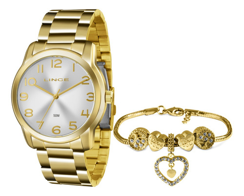 Relógio Lince Feminino Dourado Lc06 Original C/ Nf
