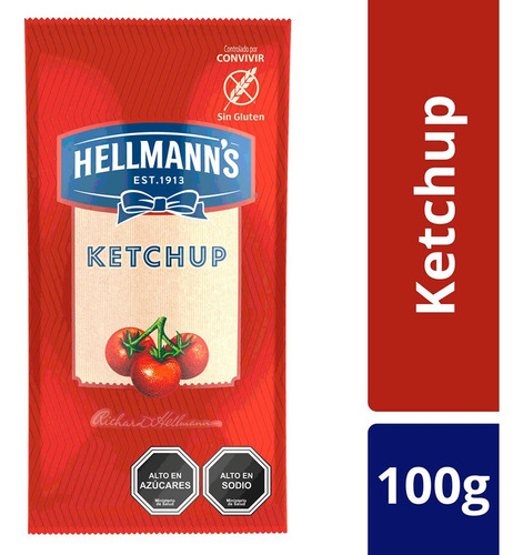 Ketchup Hellmans Sachet 100g (6unidad)-super
