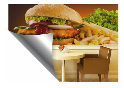 Adesivo Parede Painel Cozinha Hamburguer Fast Food Lanche Hd