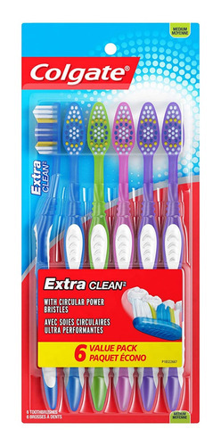 6 X Cepillo Dental Colgate Extra Clean Cabeza Completa