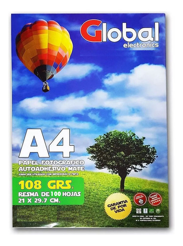 Global Papel Fotografico Mate Autoadhesivo A4 108gr X Ppct