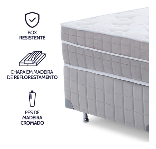 Cama Box com Colchão Queen Premium Molas Ensacadas com Espuma D33 Astronasa 158x198cm BF Colchões