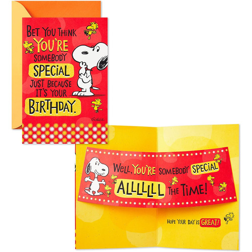 Paquete De 2 Tarjetas De Cumpleaños De Peanuts (snoopy...