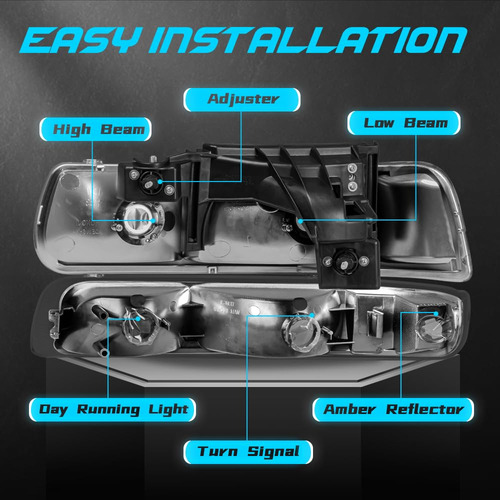 Conjunto De Faros Delanteros Kuiperauto Compatible Con Chevr