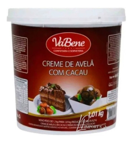 Creme De Avela Com Cacau 1,01kg Vabene - (não É Nutella)