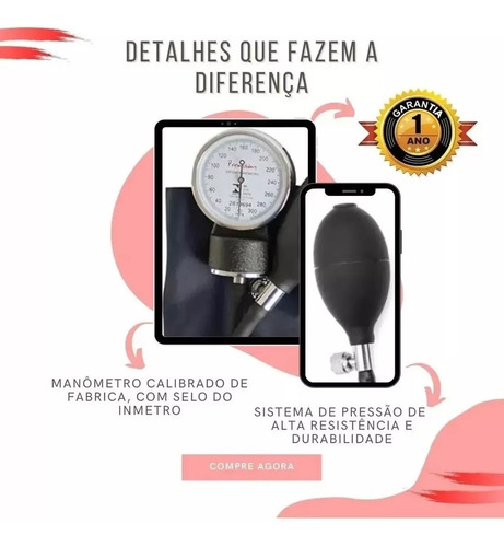 Aparelho De Pressão Esfigmomanometro Grande + Estetoscopio