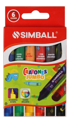 Crayones De Cera Jumbo X 6 Colores Simball