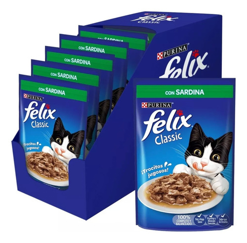  Sobre Alimento Gato Pouch Purina Felix Sardina X15 Pouch 85