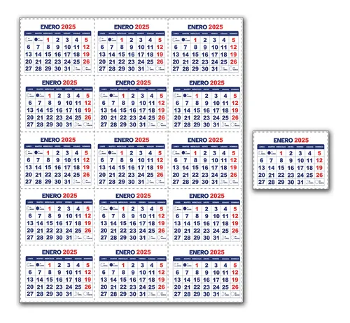 comprar Plantilla Mini Calendario 2025 - Para Imprimir Pdf