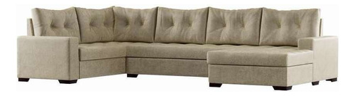 Sofá De Canto 6 Lugares Com Chaise Direito Nice Suede Ani... Cor Cinza