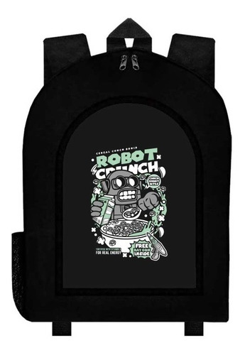 Mochila Negra Clasico Robot  Art345