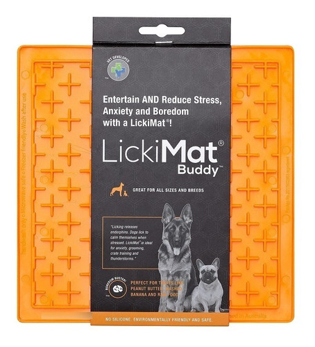 Tapete De Lamber P/ Cachorro Lickimat Buddy Laranja Classico