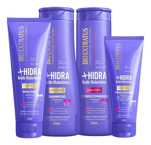 Kit Shampoo/cond./fin./más 250g Bio Extratus Mais + Hidra