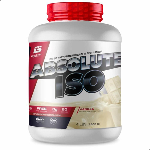 Whey Protein Isolado 100% Puro Absolute Iso Bio Sport USA 1.8kg Sabor Baunilha