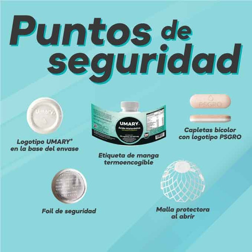 UMARY Ácido Hialurónico con 30 Tabletas. Paquete de 10 Umary Suplemento Alimenticio para todo tipo de piel +18 años- pack x 300 unidades