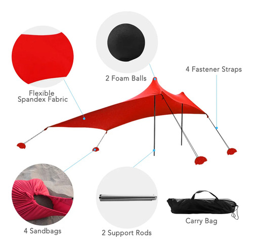 Tenda De Praia, Abrigo Solar Com Sacos De Areia Para Ativida